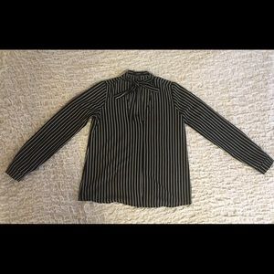 Forever 21 Striped Tie-Neck Shirt